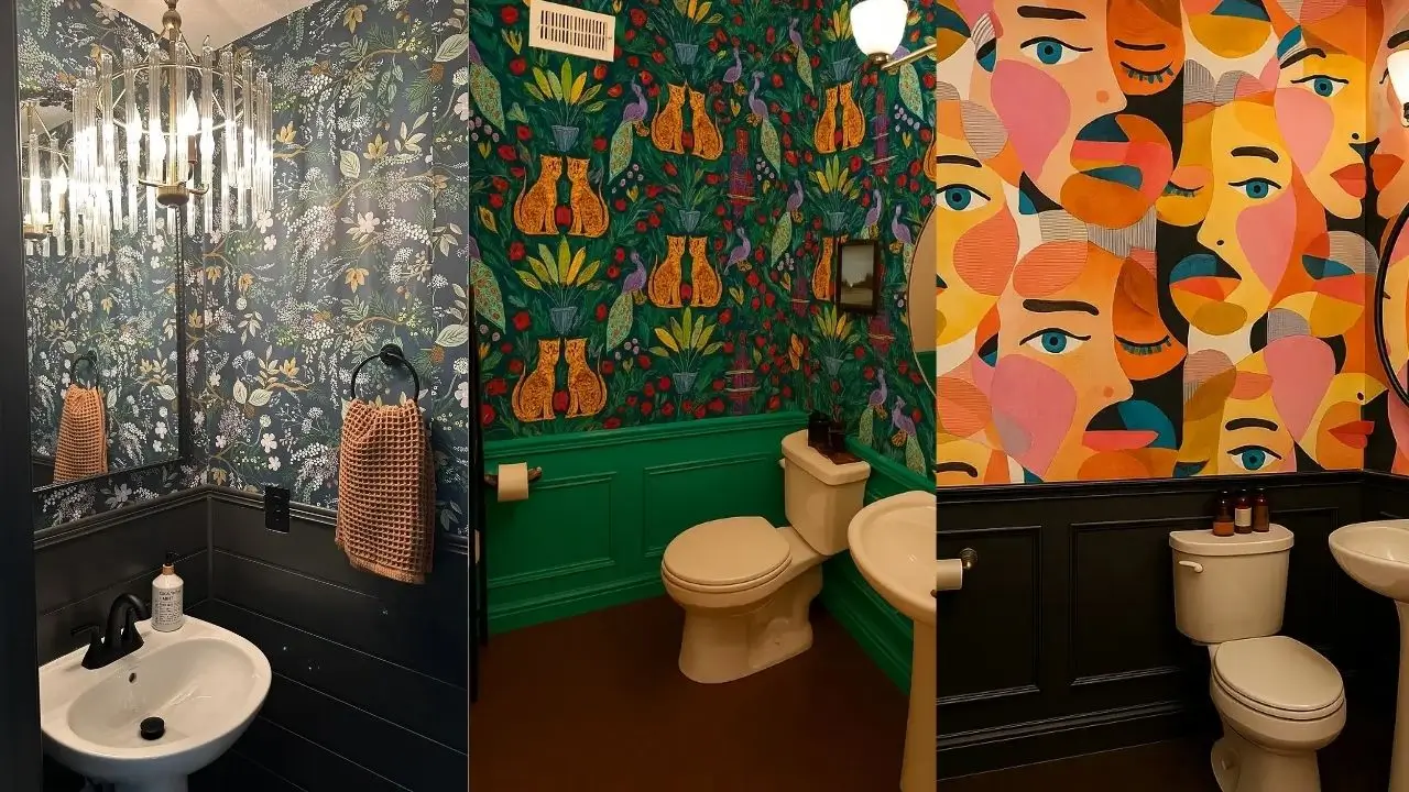 Half Bathroom Wallpaper Ideas
